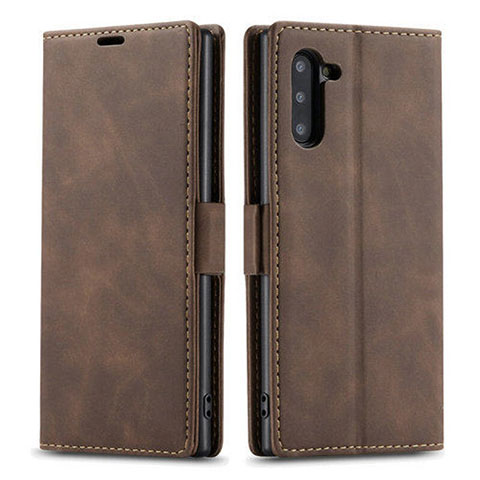 Custodia Portafoglio In Pelle Cover con Supporto T05 per Samsung Galaxy Note 10 Marrone