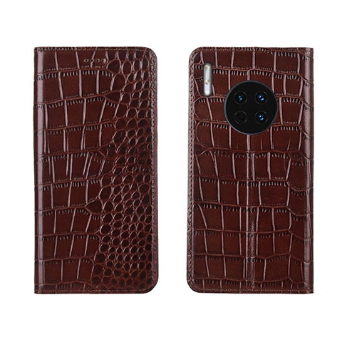 Custodia Portafoglio In Pelle Cover con Supporto T06 per Huawei Mate 30 5G Marrone