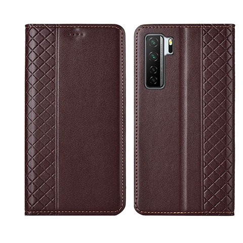 Custodia Portafoglio In Pelle Cover con Supporto T06 per Huawei Nova 7 SE 5G Marrone