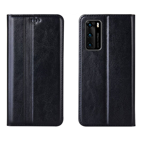 Custodia Portafoglio In Pelle Cover con Supporto T06 per Huawei P40 Nero