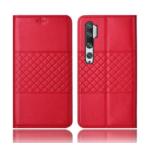 Custodia Portafoglio In Pelle Cover con Supporto T06 per Xiaomi Mi Note 10 Rosso