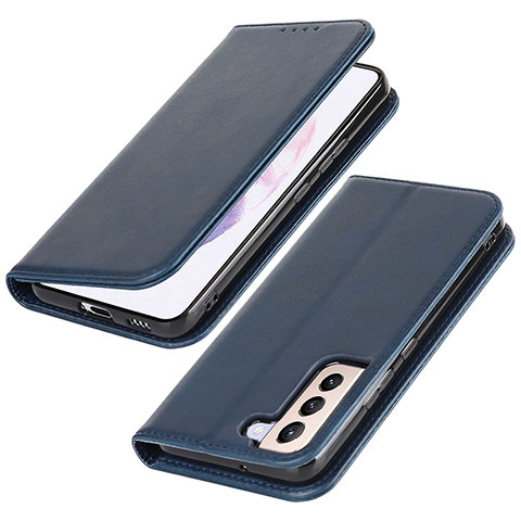 Custodia Portafoglio In Pelle Cover con Supporto T06D per Samsung Galaxy S21 FE 5G Blu