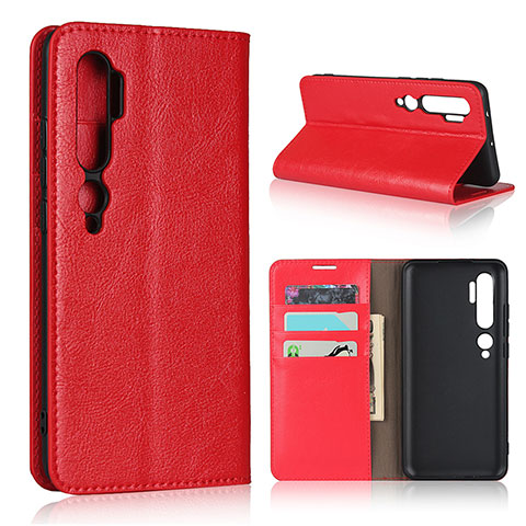 Custodia Portafoglio In Pelle Cover con Supporto T07 per Xiaomi Mi Note 10 Pro Rosso