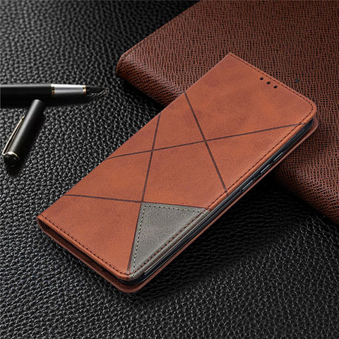 Custodia Portafoglio In Pelle Cover con Supporto T07 per Xiaomi Redmi 9A Marrone