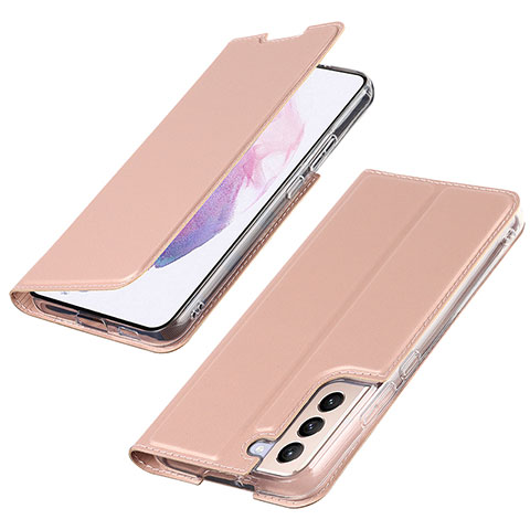 Custodia Portafoglio In Pelle Cover con Supporto T07D per Samsung Galaxy S21 Plus 5G Oro Rosa