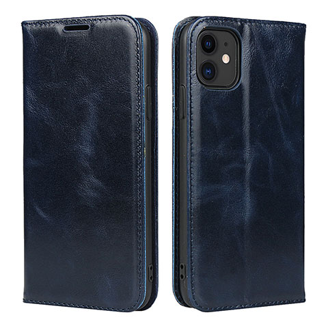 Custodia Portafoglio In Pelle Cover con Supporto T08 per Apple iPhone 11 Blu