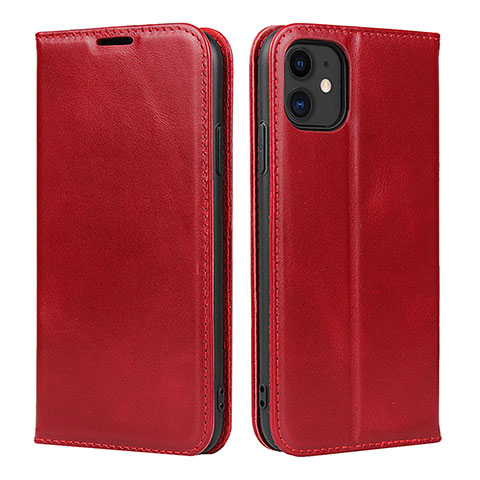 Custodia Portafoglio In Pelle Cover con Supporto T08 per Apple iPhone 11 Rosso