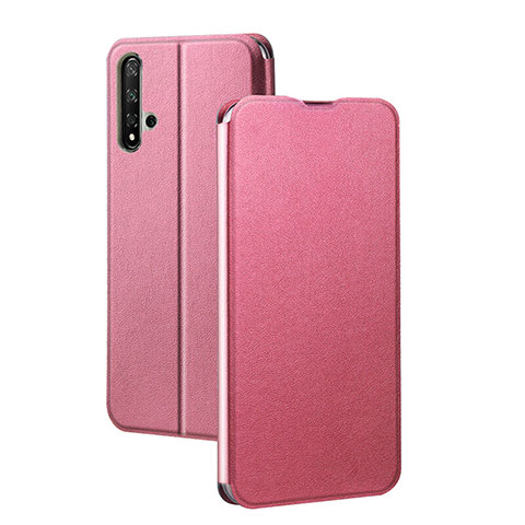 Custodia Portafoglio In Pelle Cover con Supporto T08 per Huawei Honor 20S Rosa