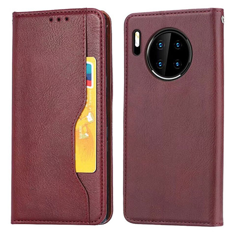 Custodia Portafoglio In Pelle Cover con Supporto T08 per Huawei Mate 30 Rosso Rosa