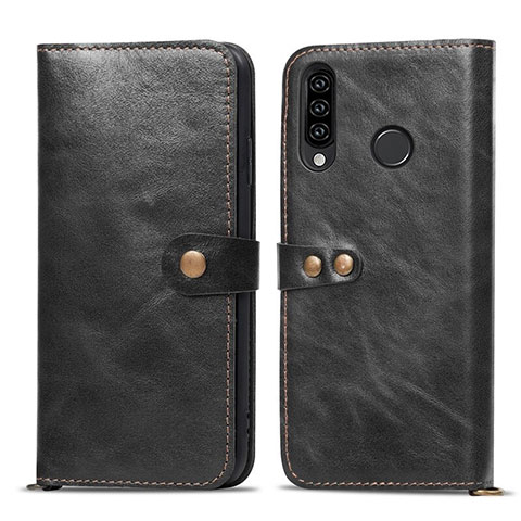 Custodia Portafoglio In Pelle Cover con Supporto T08 per Huawei Nova 4e Nero