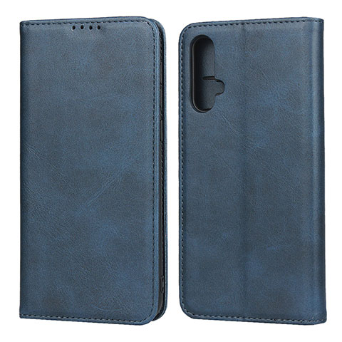 Custodia Portafoglio In Pelle Cover con Supporto T08 per Huawei Nova 5 Blu