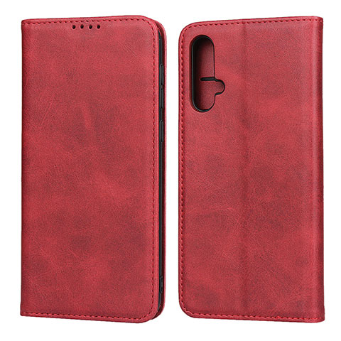 Custodia Portafoglio In Pelle Cover con Supporto T08 per Huawei Nova 5 Pro Rosso