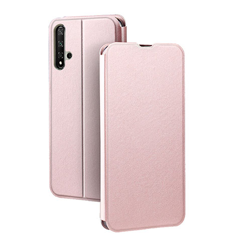 Custodia Portafoglio In Pelle Cover con Supporto T08 per Huawei Nova 5T Oro Rosa