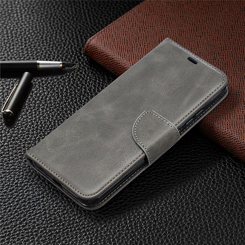 Custodia Portafoglio In Pelle Cover con Supporto T08 per Xiaomi Redmi 9A Grigio