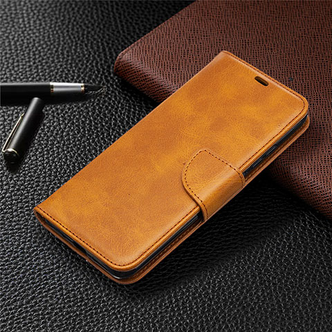 Custodia Portafoglio In Pelle Cover con Supporto T08 per Xiaomi Redmi 9i Arancione