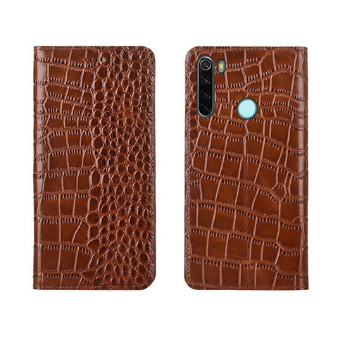 Custodia Portafoglio In Pelle Cover con Supporto T08 per Xiaomi Redmi Note 8 (2021) Arancione