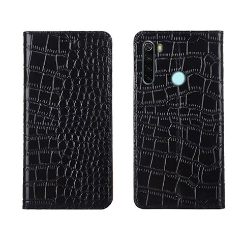 Custodia Portafoglio In Pelle Cover con Supporto T08 per Xiaomi Redmi Note 8 (2021) Nero