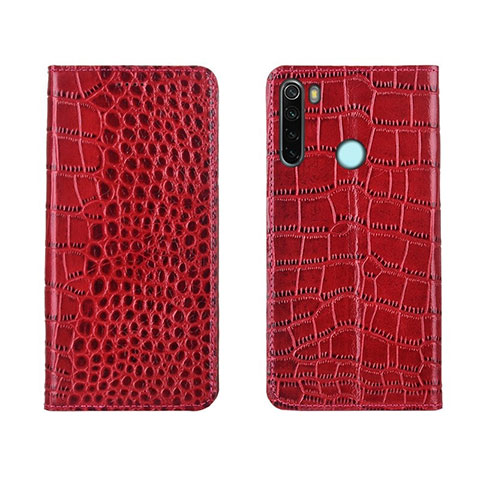 Custodia Portafoglio In Pelle Cover con Supporto T08 per Xiaomi Redmi Note 8 (2021) Rosso