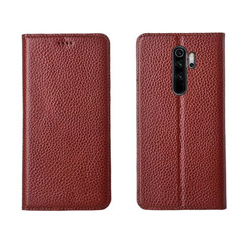 Custodia Portafoglio In Pelle Cover con Supporto T08 per Xiaomi Redmi Note 8 Pro Marrone