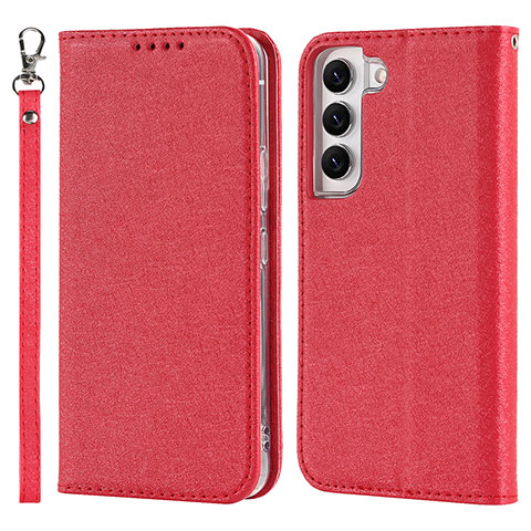 Custodia Portafoglio In Pelle Cover con Supporto T08D per Samsung Galaxy S22 5G Rosso