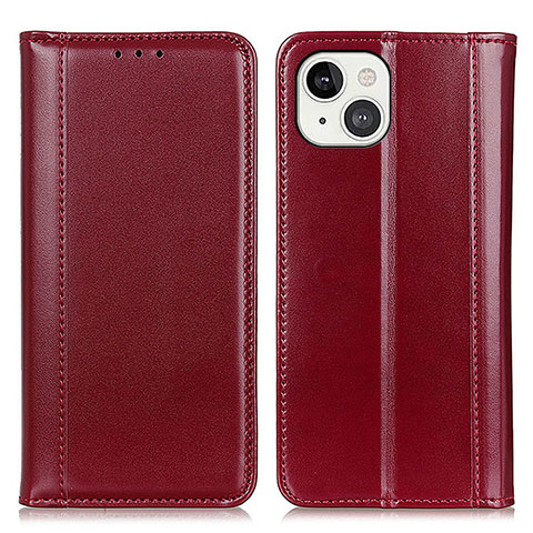 Custodia Portafoglio In Pelle Cover con Supporto T09 per Apple iPhone 14 Plus Rosso