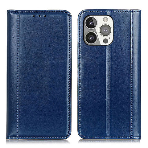 Custodia Portafoglio In Pelle Cover con Supporto T09 per Apple iPhone 15 Pro Blu