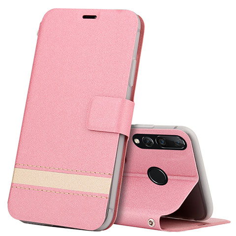 Custodia Portafoglio In Pelle Cover con Supporto T09 per Huawei Honor 20E Rosa