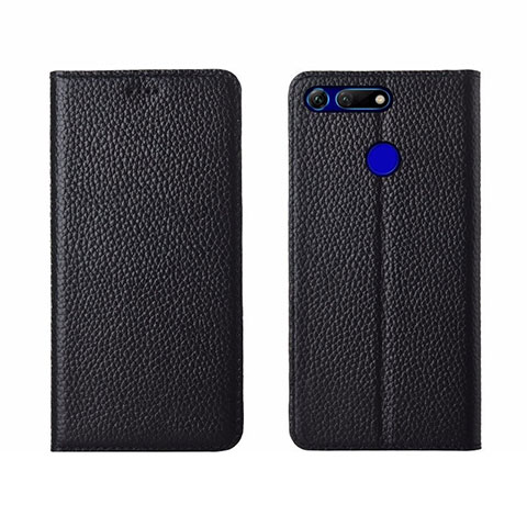 Custodia Portafoglio In Pelle Cover con Supporto T09 per Huawei Honor View 20 Nero