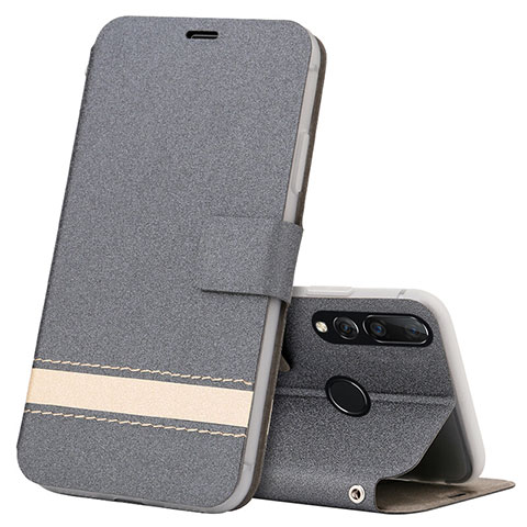 Custodia Portafoglio In Pelle Cover con Supporto T09 per Huawei P Smart+ Plus (2019) Grigio