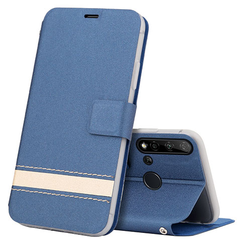 Custodia Portafoglio In Pelle Cover con Supporto T09 per Huawei P20 Lite (2019) Blu