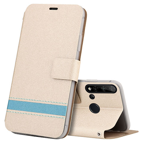 Custodia Portafoglio In Pelle Cover con Supporto T09 per Huawei P20 Lite (2019) Oro