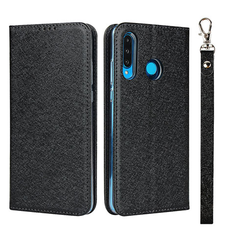 Custodia Portafoglio In Pelle Cover con Supporto T09 per Huawei P30 Lite Nero