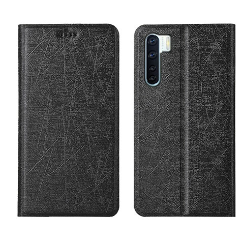 Custodia Portafoglio In Pelle Cover con Supporto T09 per Oppo A91 Nero