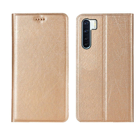 Custodia Portafoglio In Pelle Cover con Supporto T09 per Oppo A91 Oro