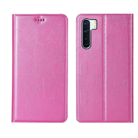 Custodia Portafoglio In Pelle Cover con Supporto T09 per Oppo F15 Rosa