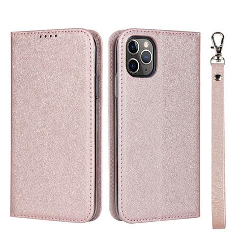 Custodia Portafoglio In Pelle Cover con Supporto T10 per Apple iPhone 11 Pro Max Oro Rosa