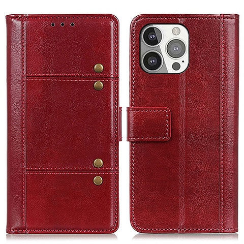 Custodia Portafoglio In Pelle Cover con Supporto T10 per Apple iPhone 14 Pro Rosso