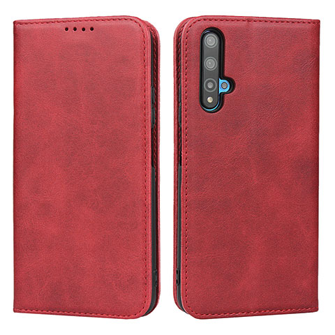 Custodia Portafoglio In Pelle Cover con Supporto T10 per Huawei Honor 20 Rosso