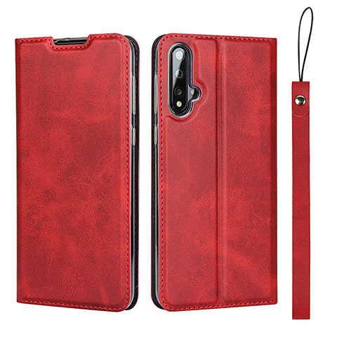 Custodia Portafoglio In Pelle Cover con Supporto T10 per Huawei Nova 5 Pro Rosso