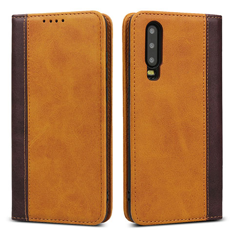 Custodia Portafoglio In Pelle Cover con Supporto T10 per Huawei P30 Arancione