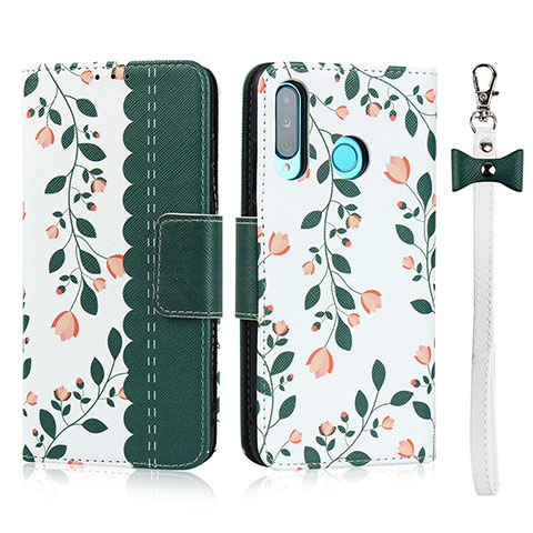 Custodia Portafoglio In Pelle Cover con Supporto T10 per Huawei P30 Lite New Edition Verde