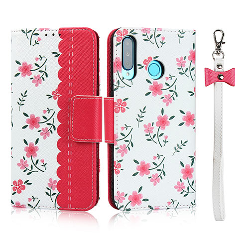 Custodia Portafoglio In Pelle Cover con Supporto T10 per Huawei P30 Lite XL Rosso