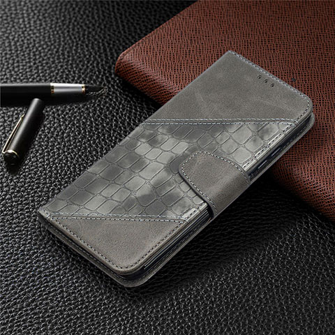 Custodia Portafoglio In Pelle Cover con Supporto T10 per Xiaomi Redmi 9i Grigio