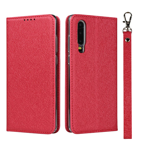 Custodia Portafoglio In Pelle Cover con Supporto T11 per Huawei P30 Rosso