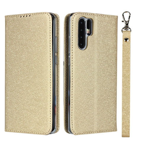 Custodia Portafoglio In Pelle Cover con Supporto T12 per Huawei P30 Pro Oro