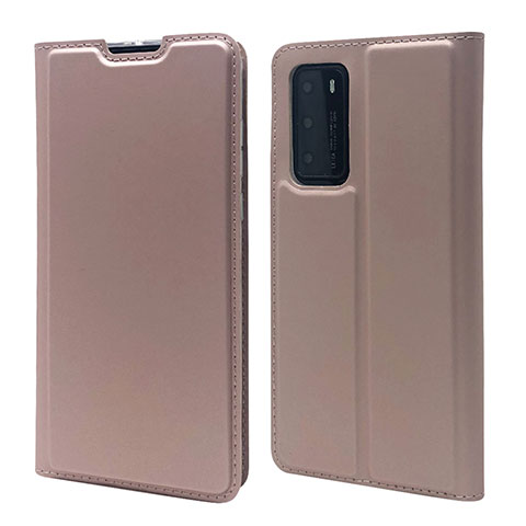 Custodia Portafoglio In Pelle Cover con Supporto T12 per Huawei P40 Oro Rosa