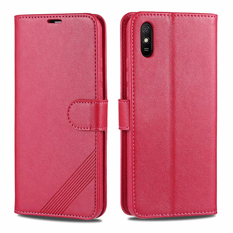 Custodia Portafoglio In Pelle Cover con Supporto T12 per Xiaomi Redmi 9i Rosso