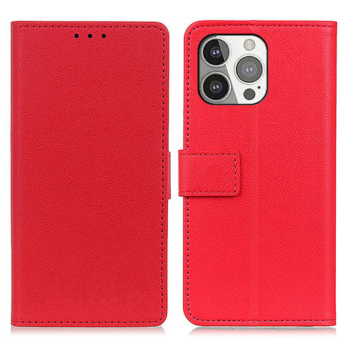 Custodia Portafoglio In Pelle Cover con Supporto T14 per Apple iPhone 16 Pro Rosso