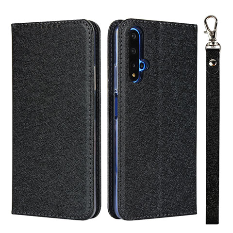 Custodia Portafoglio In Pelle Cover con Supporto T14 per Huawei Honor 20S Nero