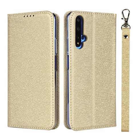 Custodia Portafoglio In Pelle Cover con Supporto T14 per Huawei Honor 20S Oro